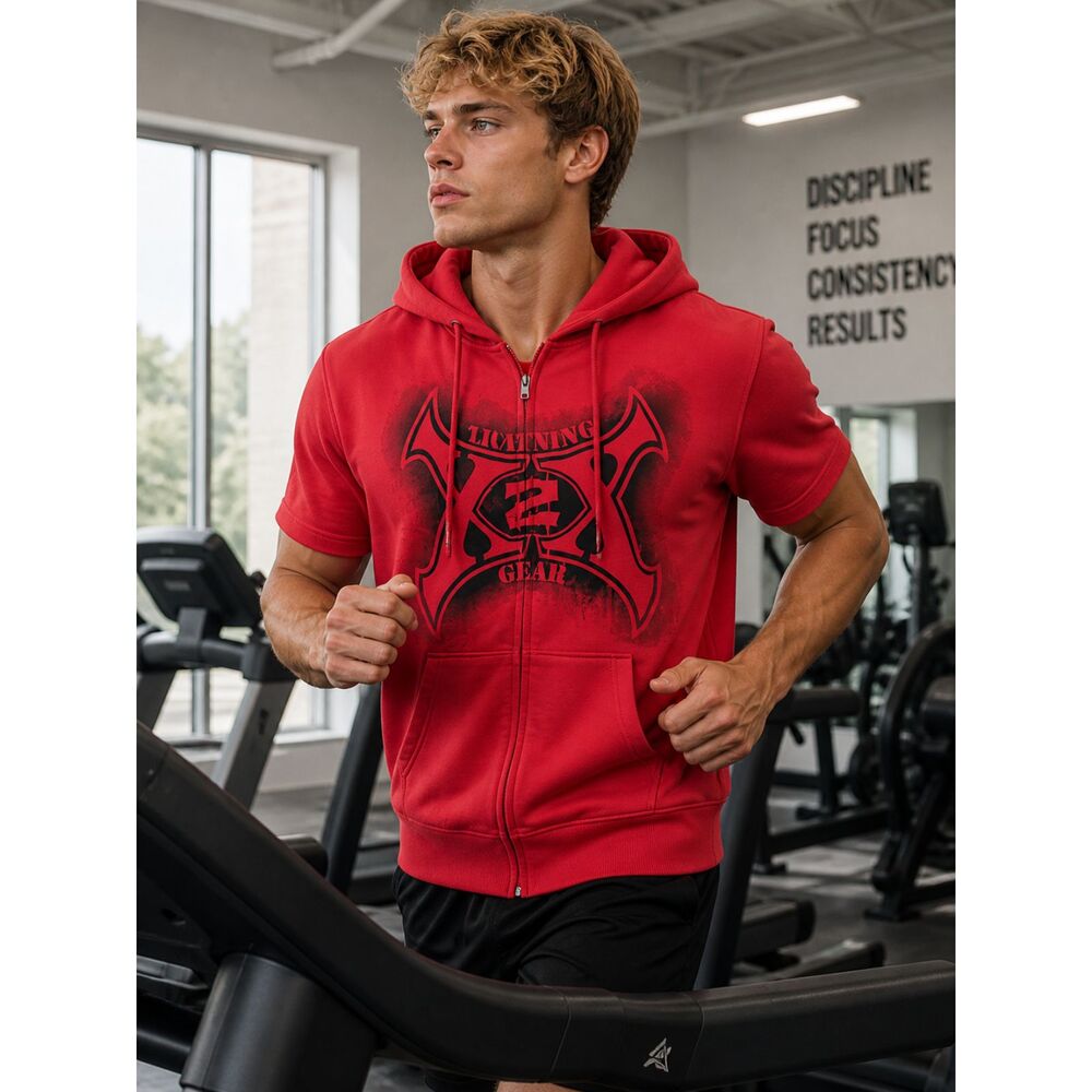 X2X Red Short Sleeve Activewear  Hoodie XL